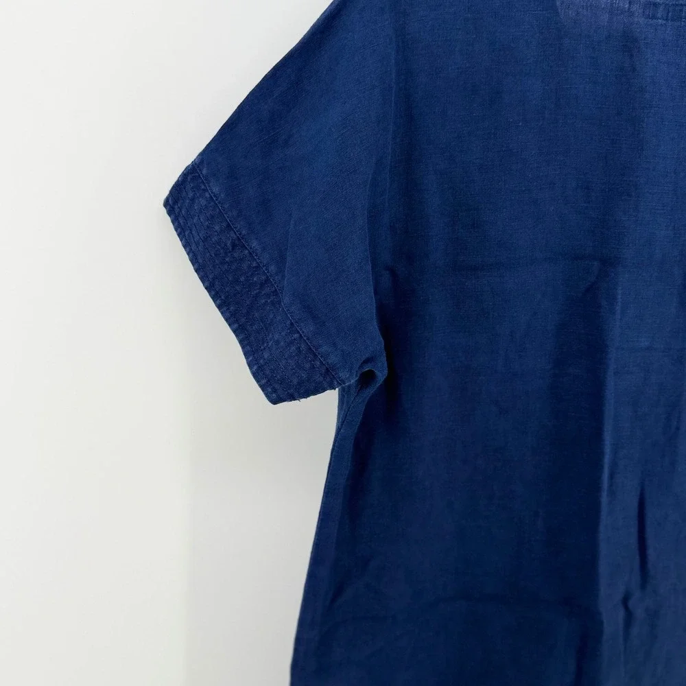 Lauren Ralph Lauren 100% Linen Blue Shift Dress Pockets‎ Short Sleeve Size 6